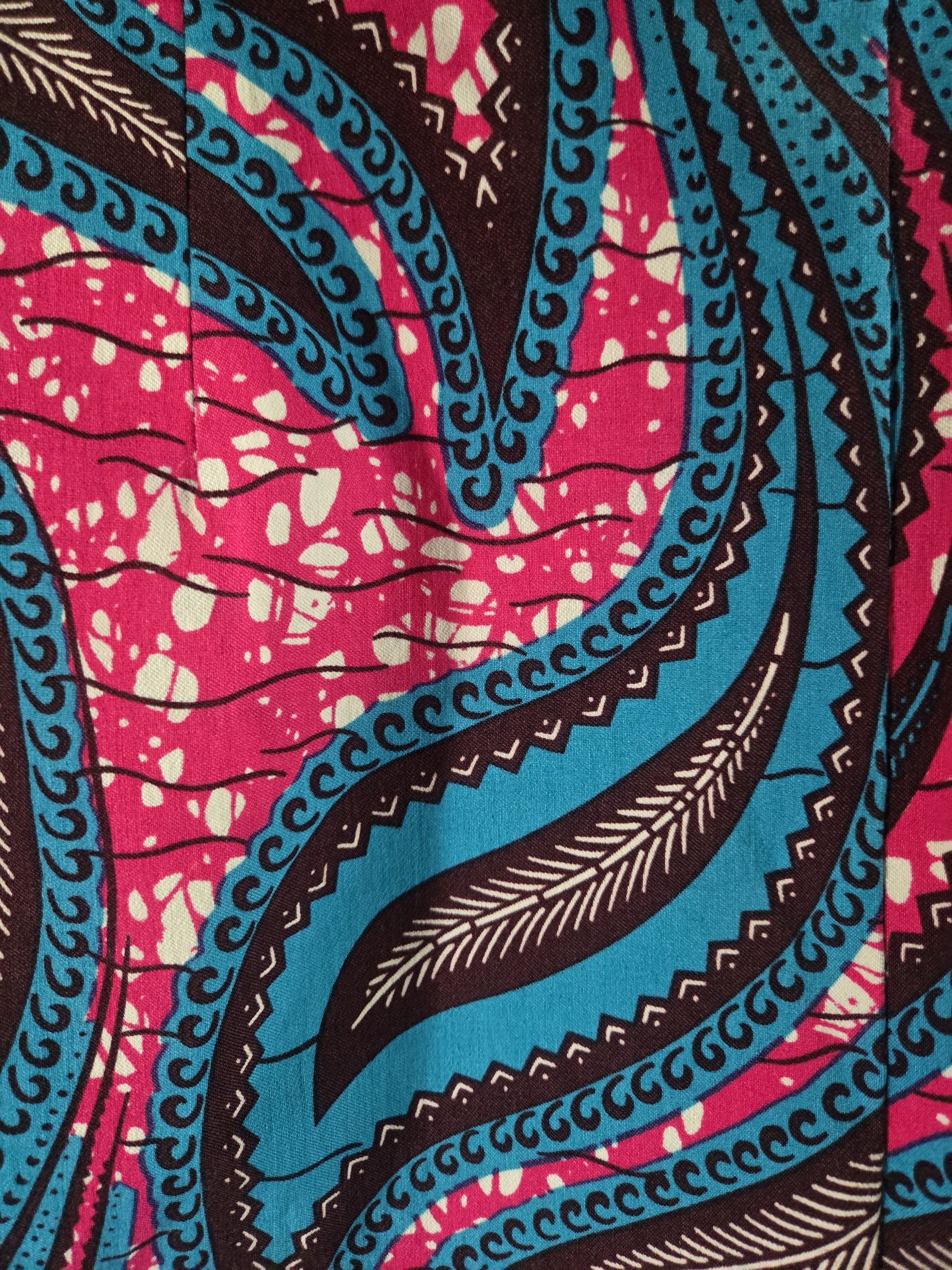 D'iyanu Vibrant Pink & Teal Patterned Pencil Skirt — image 6 of 7